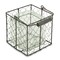 Contemporary Home Living 5.5" Clear Square Glass Jar in Wire Basket with Handle